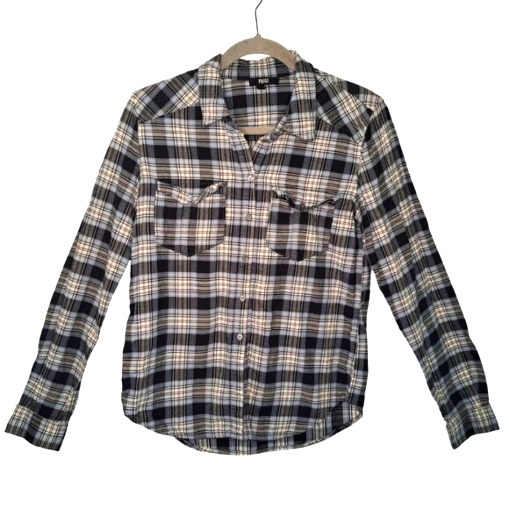 Paige Flannel Long Sleeved Plaid Button Down Shirt Size XL